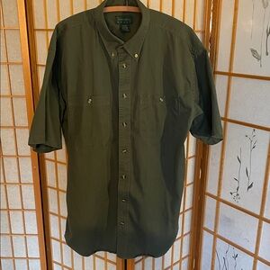 Olive Green Casual Button-Down Shirt for Men